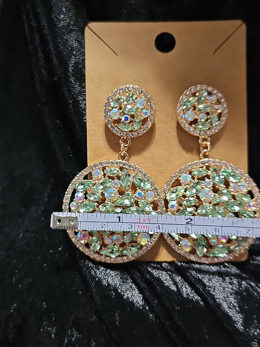 Gold-Tone Green Crystal Drop Earrings